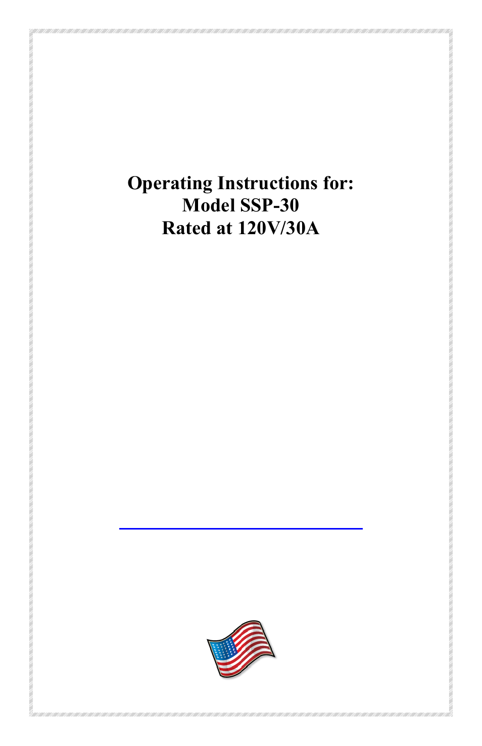 Progressive Industries SSP-30 User Manual | 4 pages