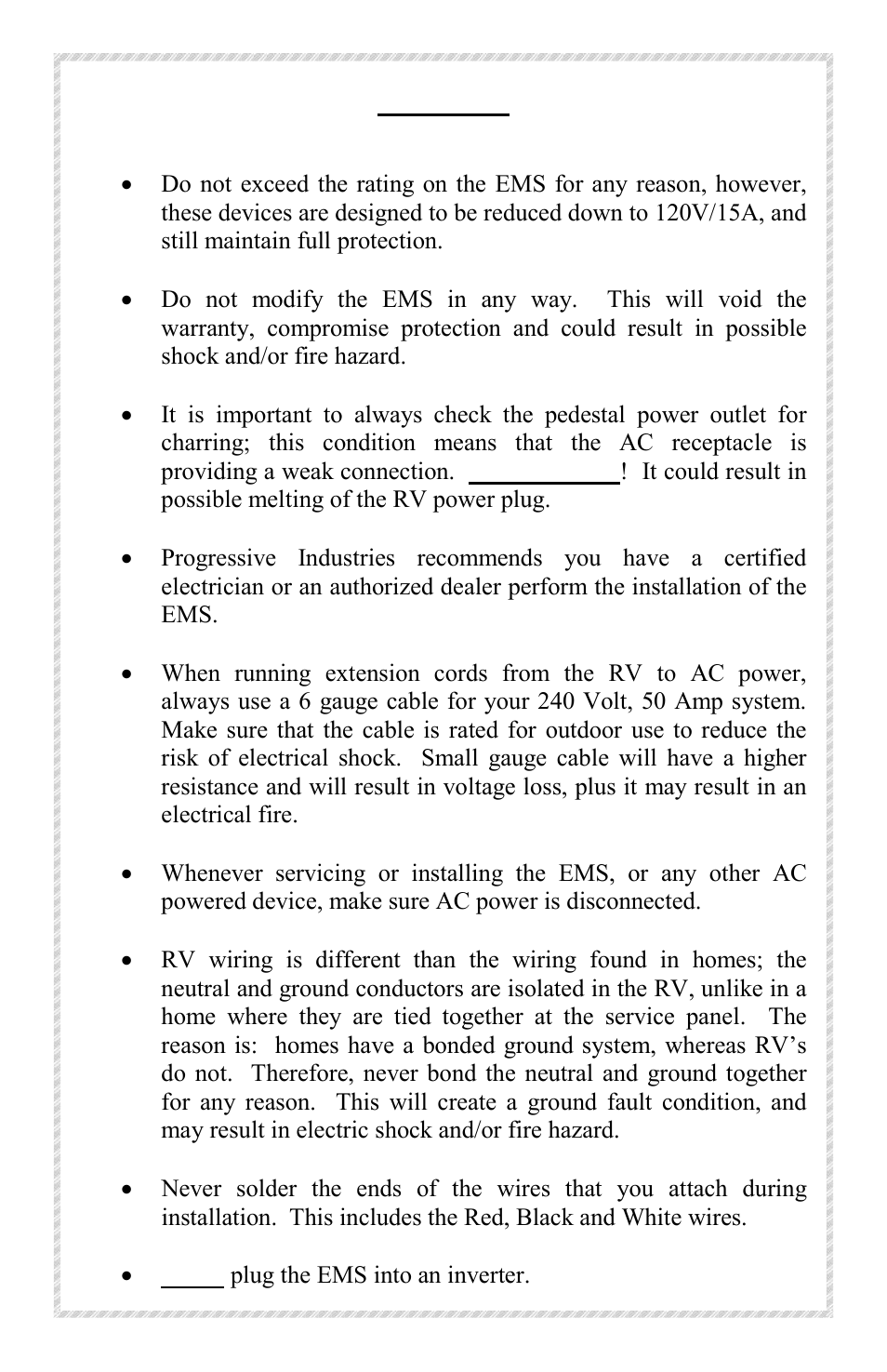 Warnings | Progressive Industries EMS-HW50C User Manual | Page 3 / 12