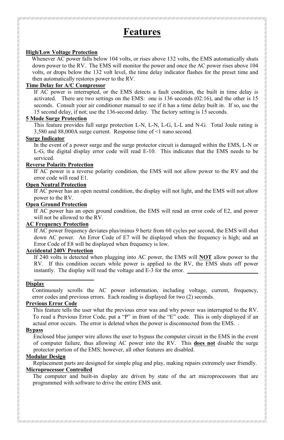 Features | Progressive Industries EMS-LCHW50 User Manual | Page 2 / 12