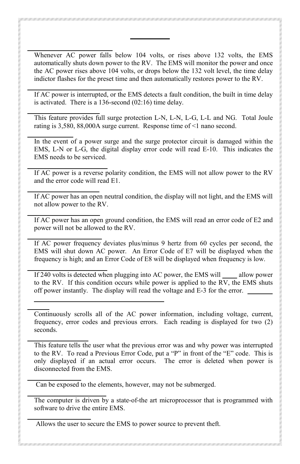 Features | Progressive Industries EMS-PT50C User Manual | Page 2 / 7