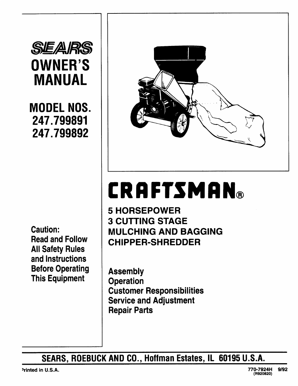 Craftsman 247.799892 User Manual | 21 pages