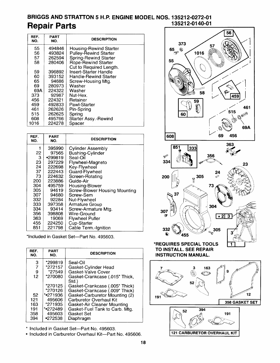 Repair parts | Craftsman 247.799892 User Manual | Page 18 / 21