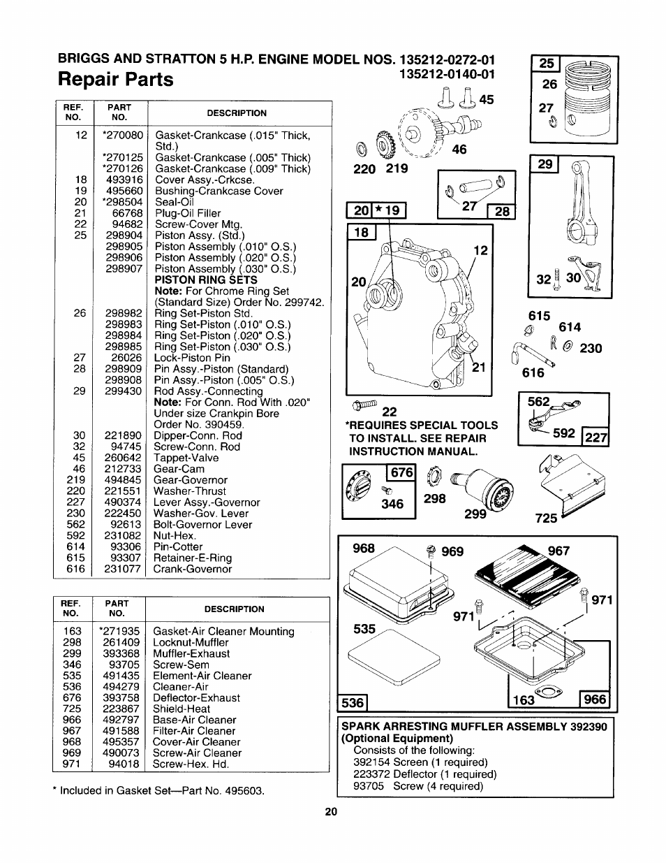 Repair parts | Craftsman 247.799892 User Manual | Page 20 / 21