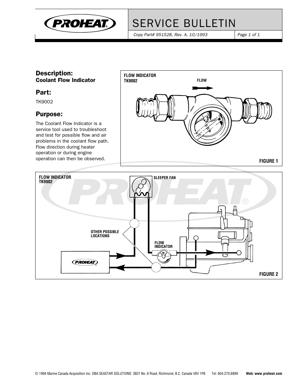 Ser vice bulletin, Description, Part | Purpose | Proheat X45–School Bus User Manual | Page 106 / 123