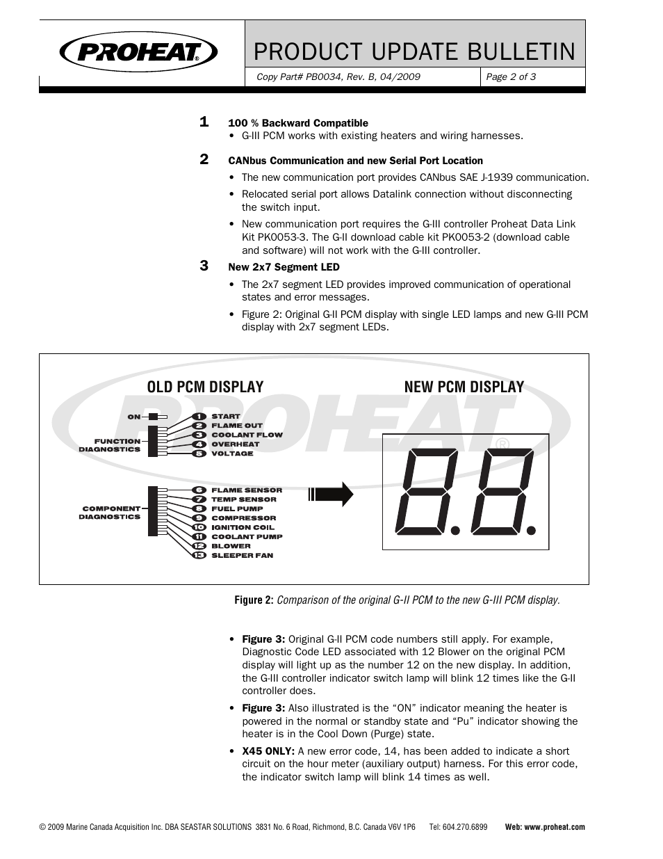 Product update bulletin, Old pcm display new pcm display | Proheat X45–School Bus User Manual | Page 113 / 123