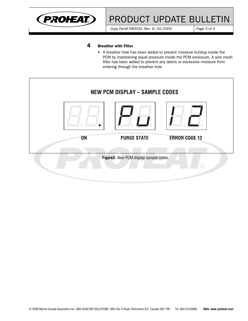 Product update bulletin, New pcm display – sample codes | Proheat X45–School Bus User Manual | Page 114 / 123