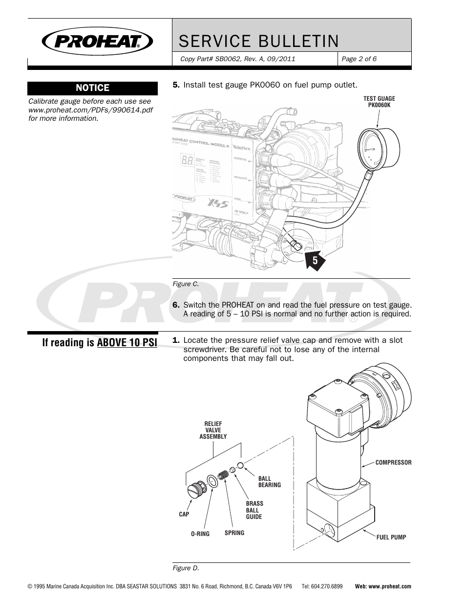 Ser vice bulletin, If reading is above 10 psi, Notice | Proheat X45–School Bus User Manual | Page 117 / 123