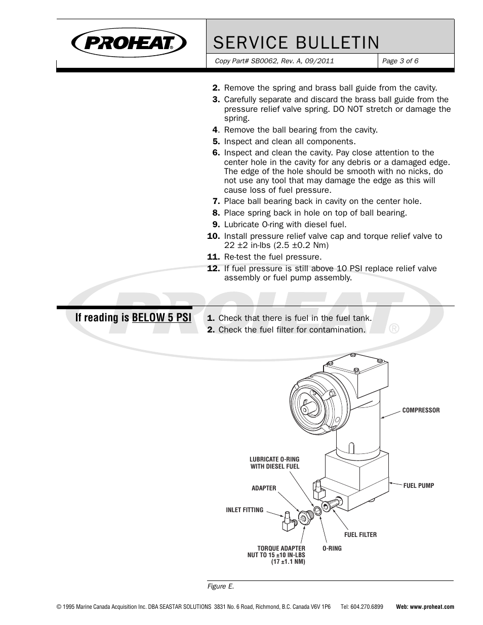 Ser vice bulletin, If reading is below 5 psi | Proheat X45–School Bus User Manual | Page 118 / 123