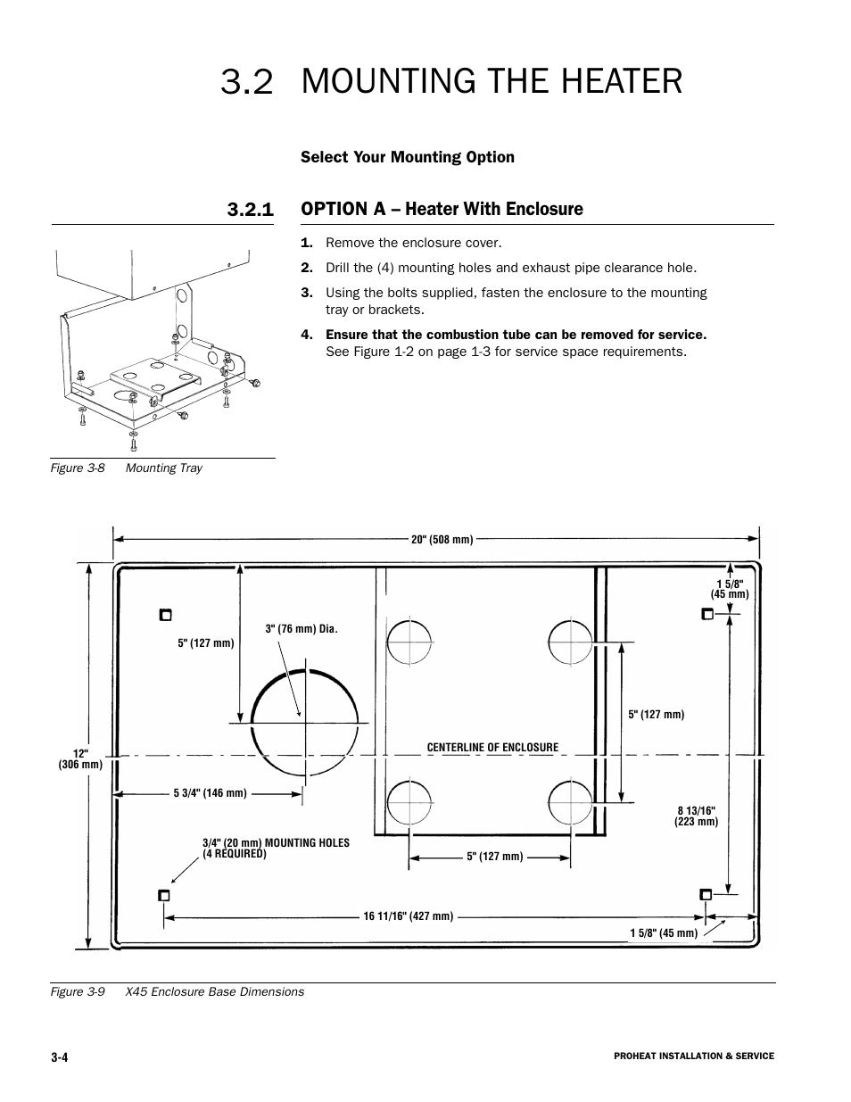 Mounting the heater, Option a – heater with enclosure | Proheat X45–School Bus User Manual | Page 25 / 123