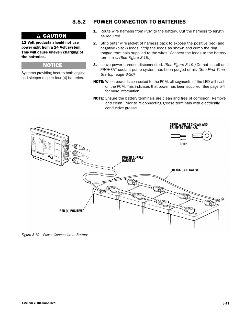 Power connection to batteries, Caution, Notice | Proheat X45–School Bus User Manual | Page 32 / 123