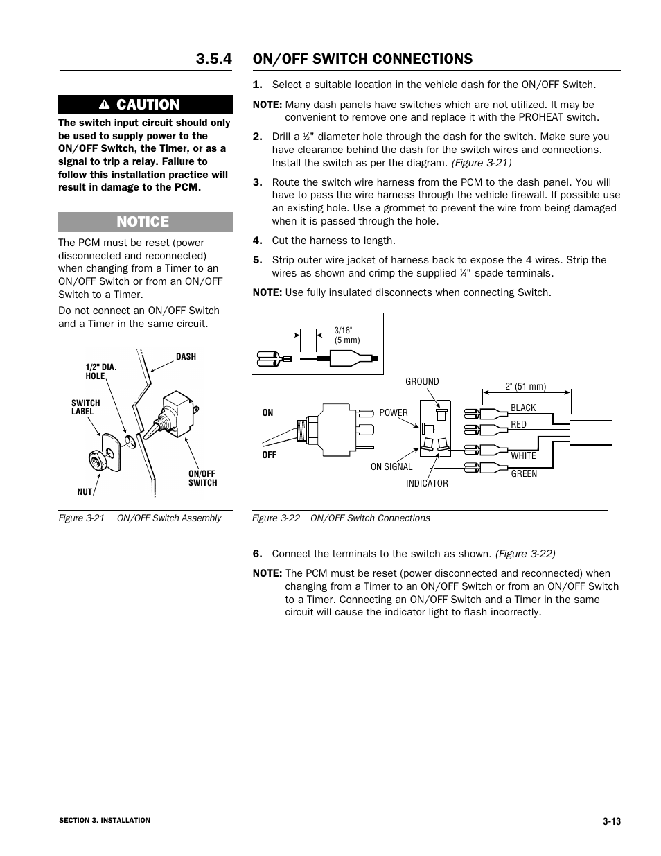 On/off switch connections, Caution, Notice | Proheat X45–School Bus User Manual | Page 34 / 123