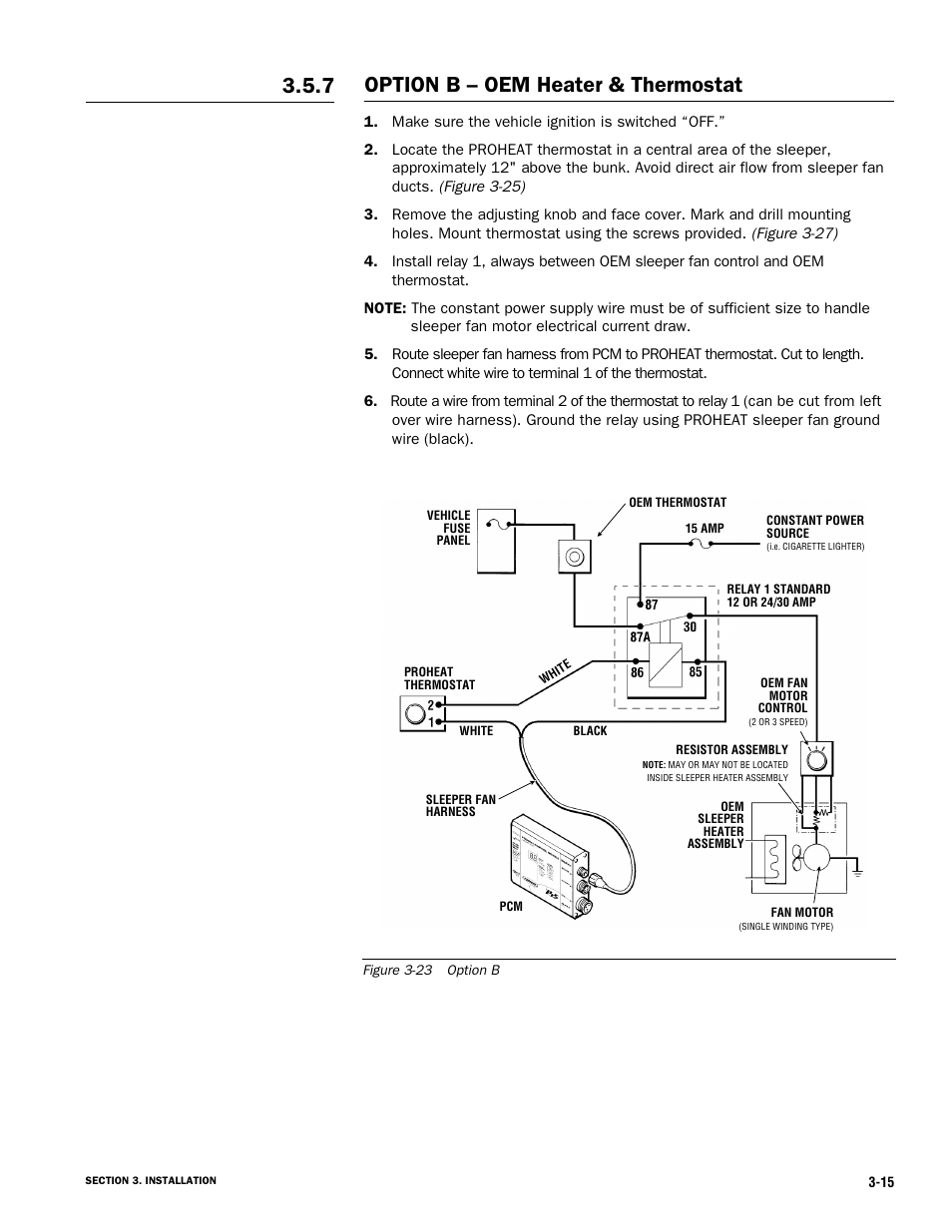 Option b – oem heater & thermostat 3.5.7 | Proheat X45–School Bus User Manual | Page 36 / 123