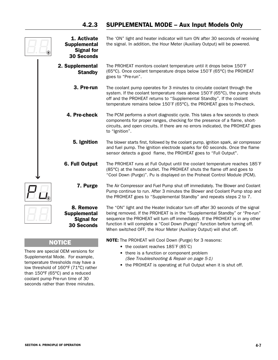 Supplemental mode – aux input models only, 3 notice | Proheat X45–School Bus User Manual | Page 56 / 123