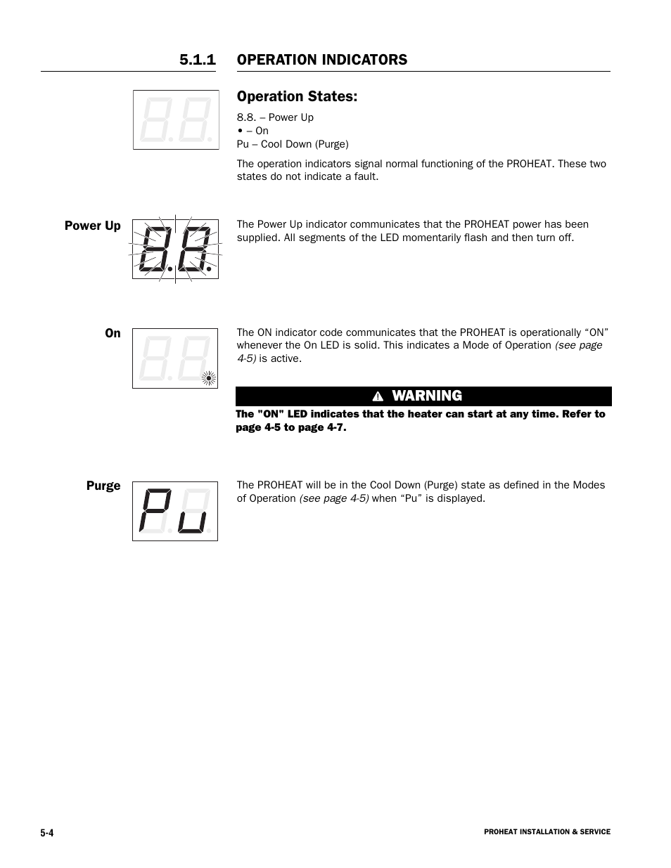 Operation states, Operation indicators, Warning | Proheat X45–School Bus User Manual | Page 61 / 123