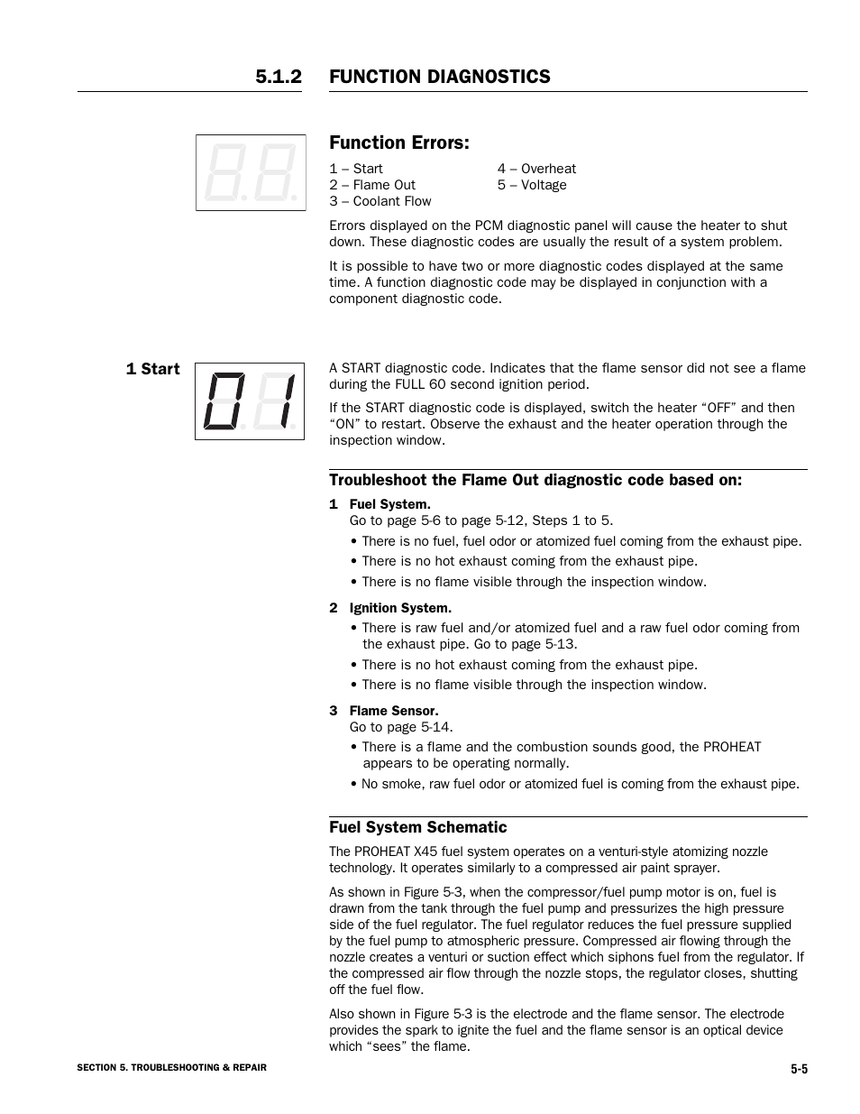 Function errors, Function diagnostics | Proheat X45–School Bus User Manual | Page 62 / 123