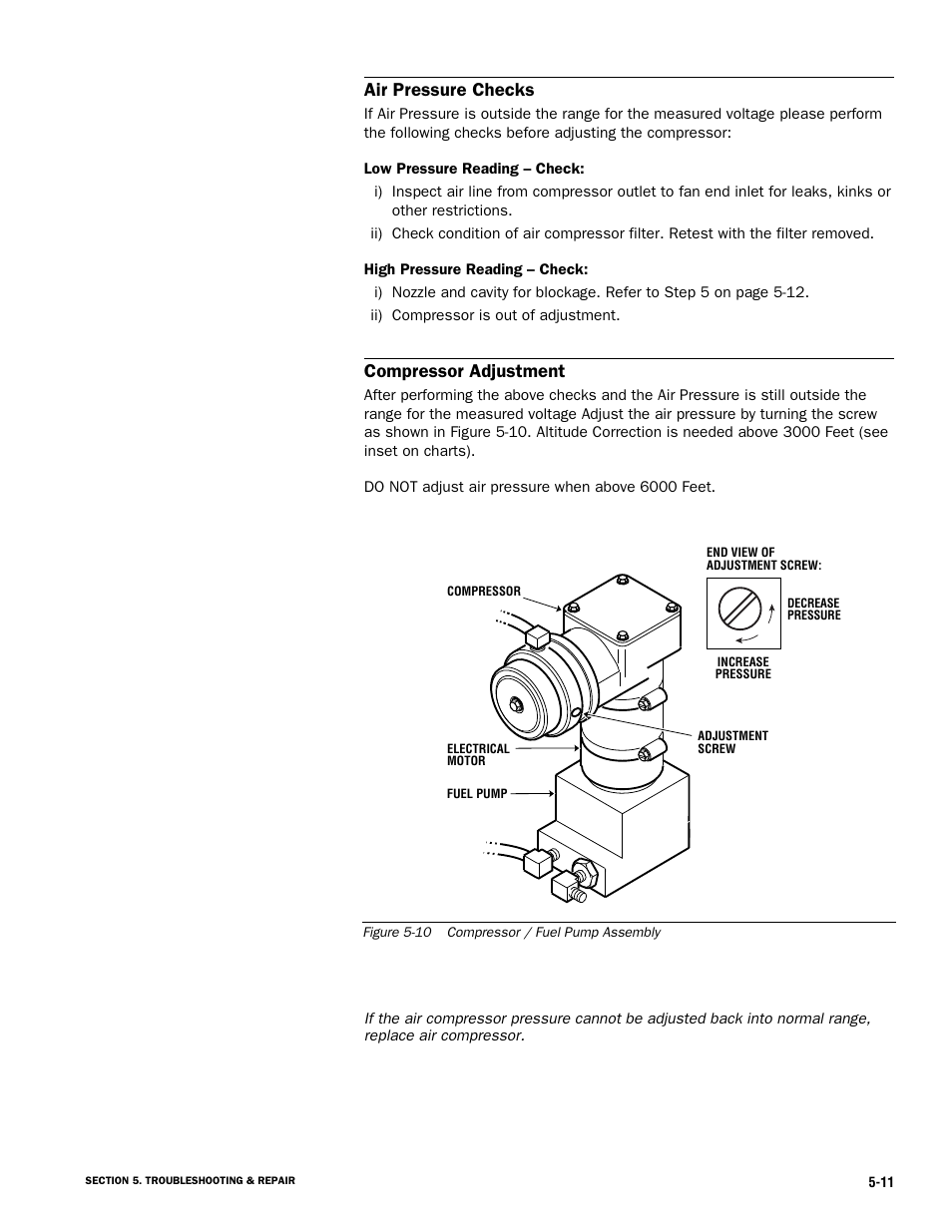 Air pressure checks, Compressor adjustment | Proheat X45–School Bus User Manual | Page 68 / 123