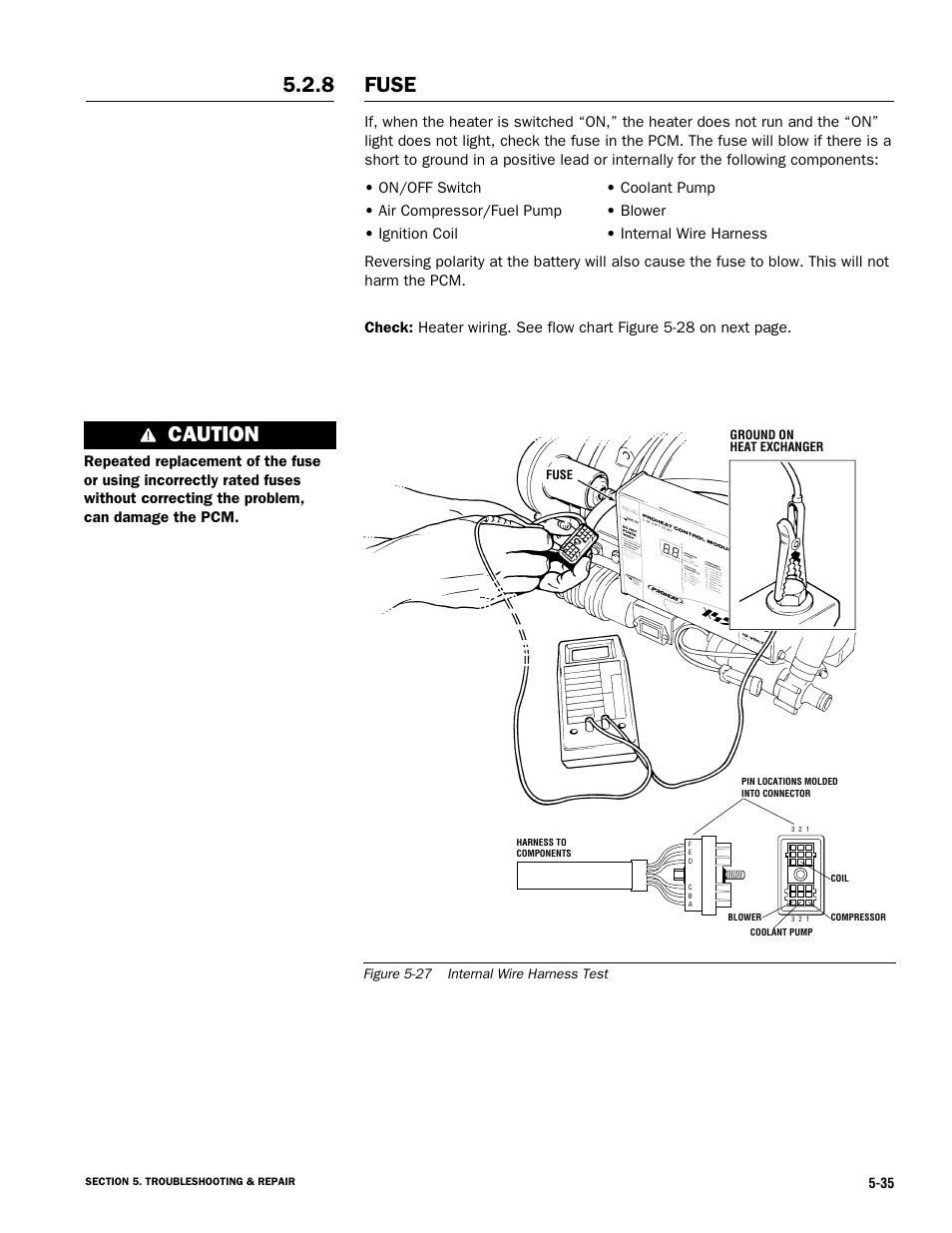 Fuse, Caution | Proheat X45–School Bus User Manual | Page 92 / 123