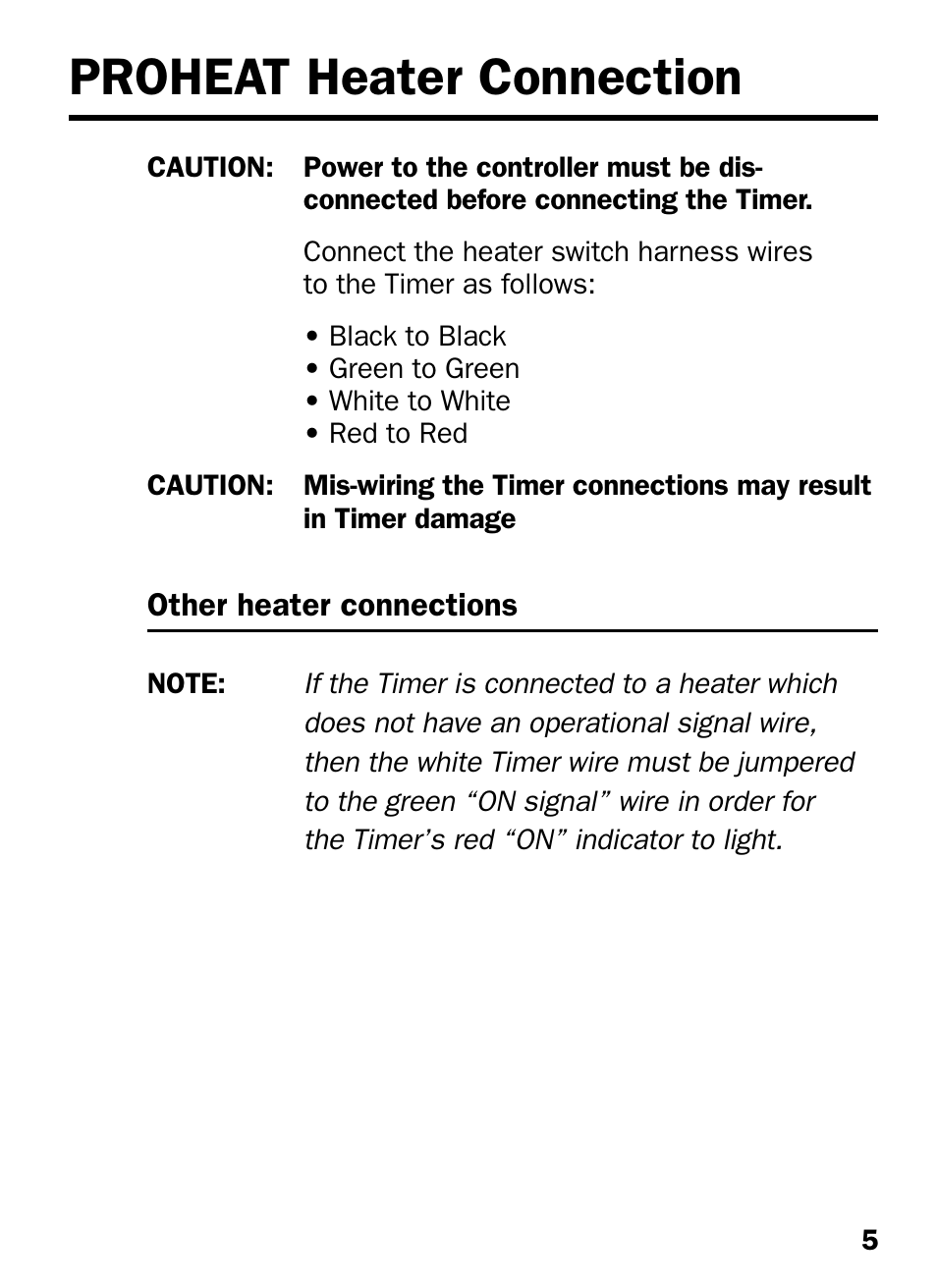Proheat heater connection | Proheat T-I User Manual | Page 7 / 16