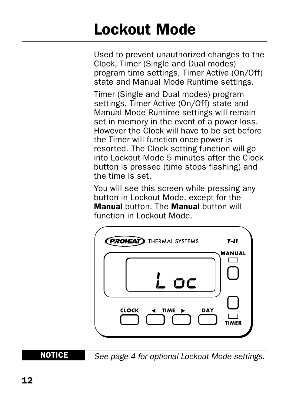 Lockout mode | Proheat T-II User Manual | Page 14 / 23