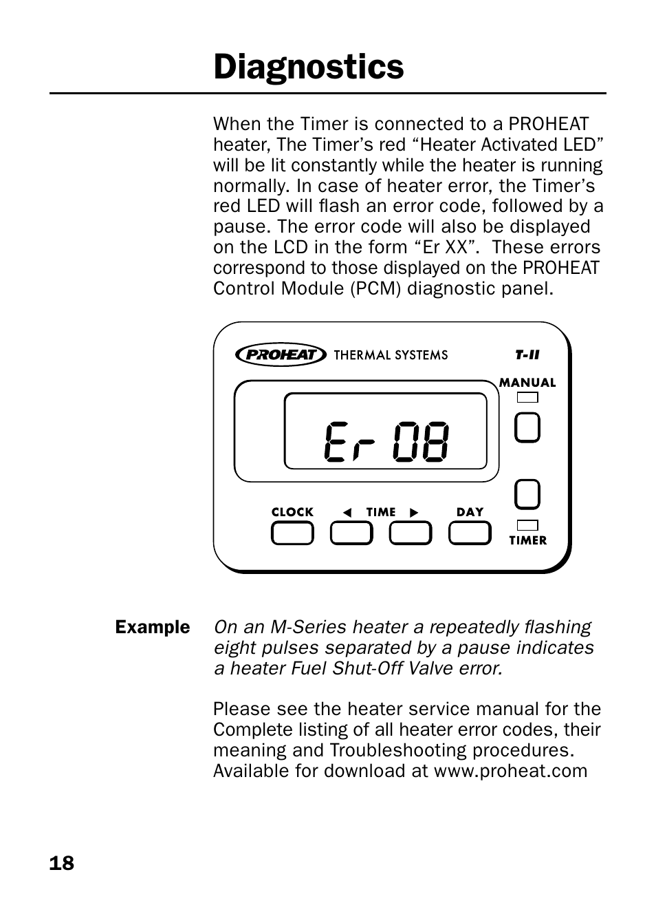 Diagnostics | Proheat T-II User Manual | Page 20 / 23