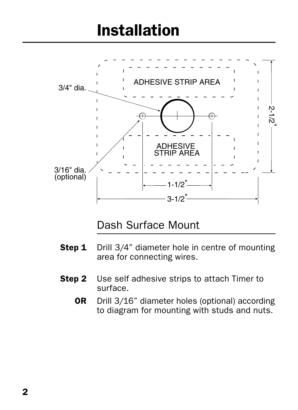 Installation, Dash surface mount | Proheat T-II User Manual | Page 4 / 23