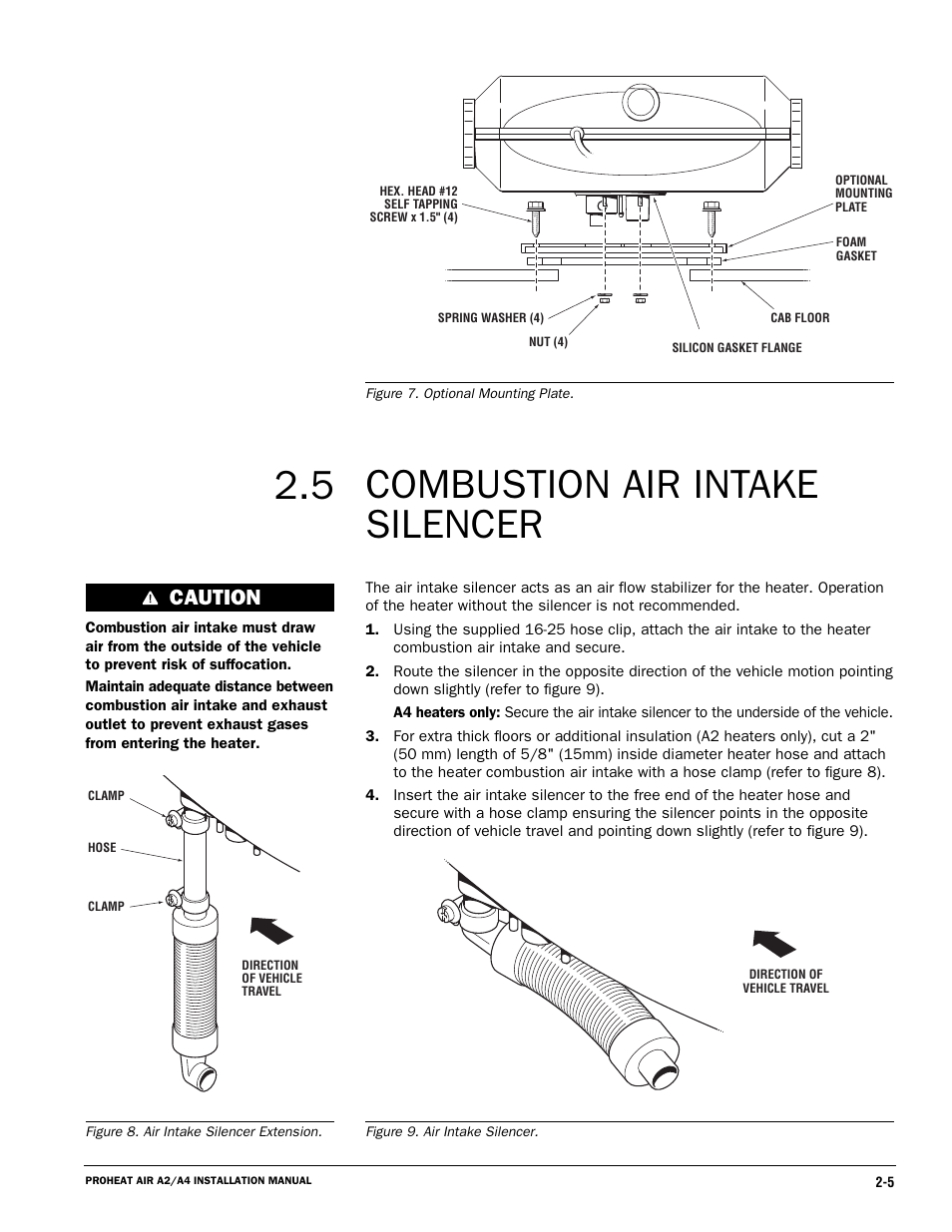 Combustion air intake silencer, Caution | Proheat A4 User Manual | Page 15 / 44