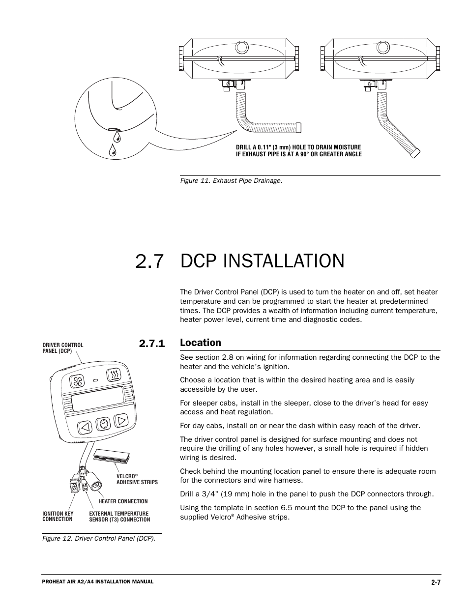 7 dcp installation, Location | Proheat A4 User Manual | Page 17 / 44