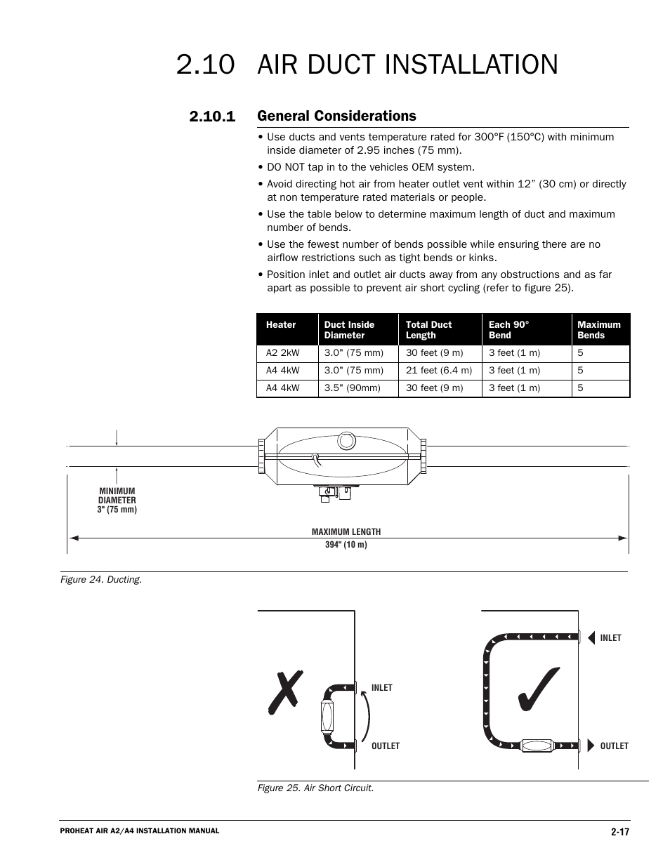 10 air duct installation, General considerations | Proheat A4 User Manual | Page 27 / 44
