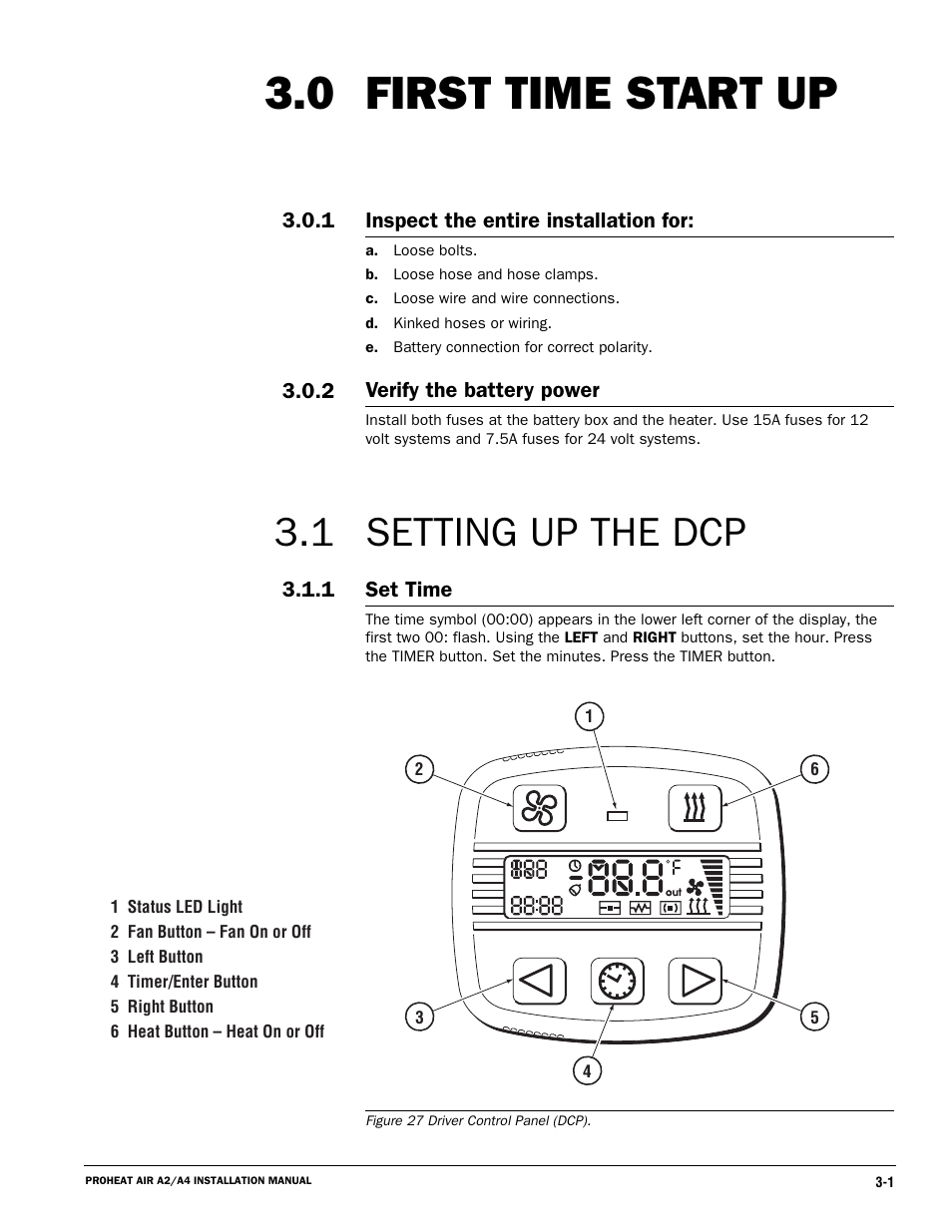 First time start up 3.0, Setting up the dcp | Proheat A4 User Manual | Page 29 / 44