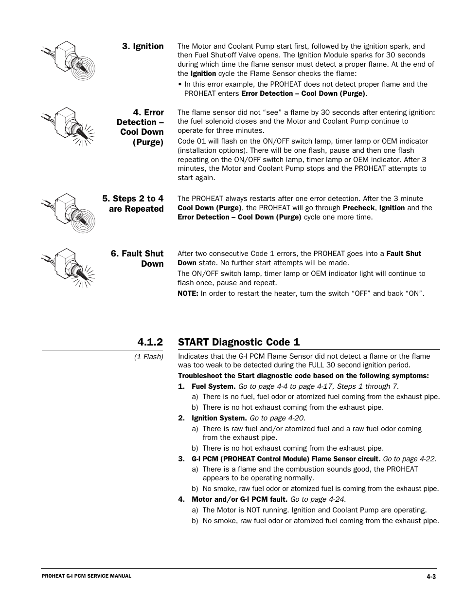 Start diagnostic code 1 | Proheat M80 User Manual | Page 34 / 86