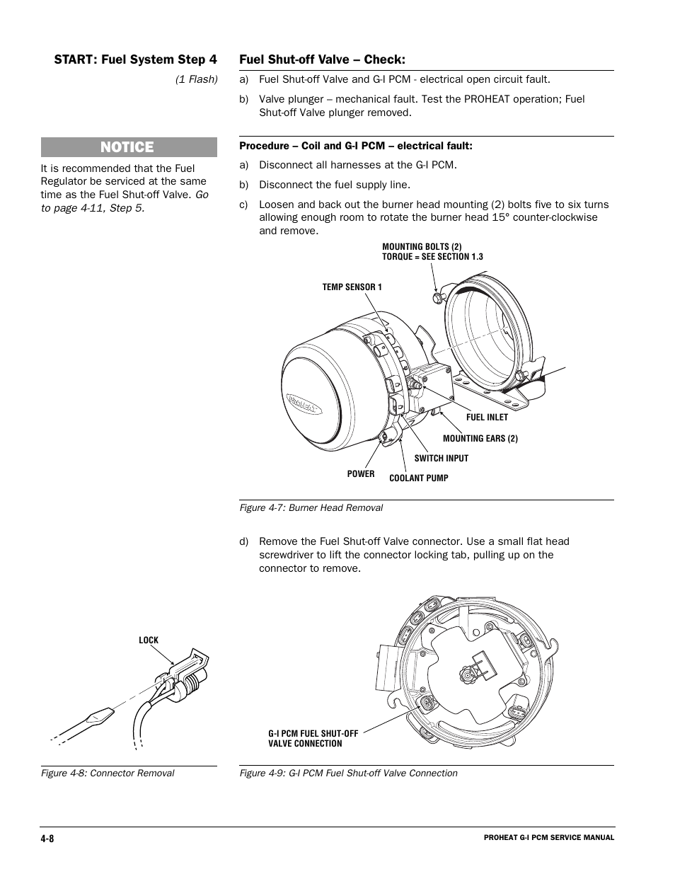 Notice, Fuel shut-off valve – check, Start: fuel system step 4 | Proheat M80 User Manual | Page 39 / 86