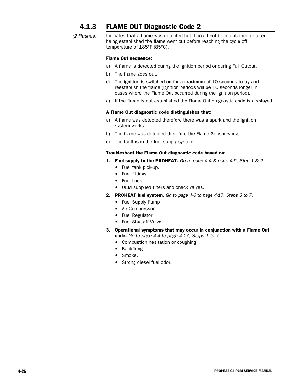 Flame out diagnostic code 2 | Proheat M80 User Manual | Page 57 / 86