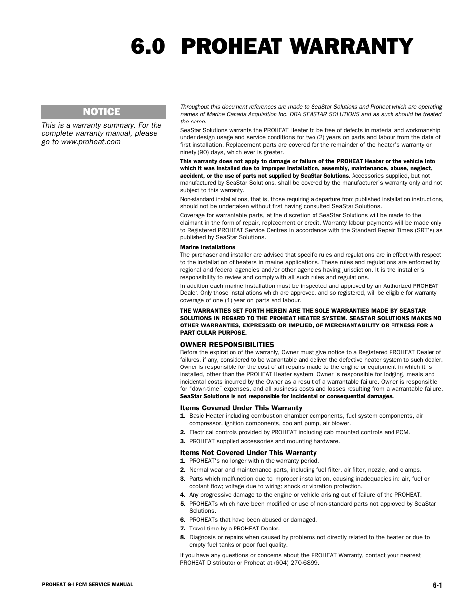 Proheat warranty 6.0, Notice | Proheat M80 User Manual | Page 84 / 86