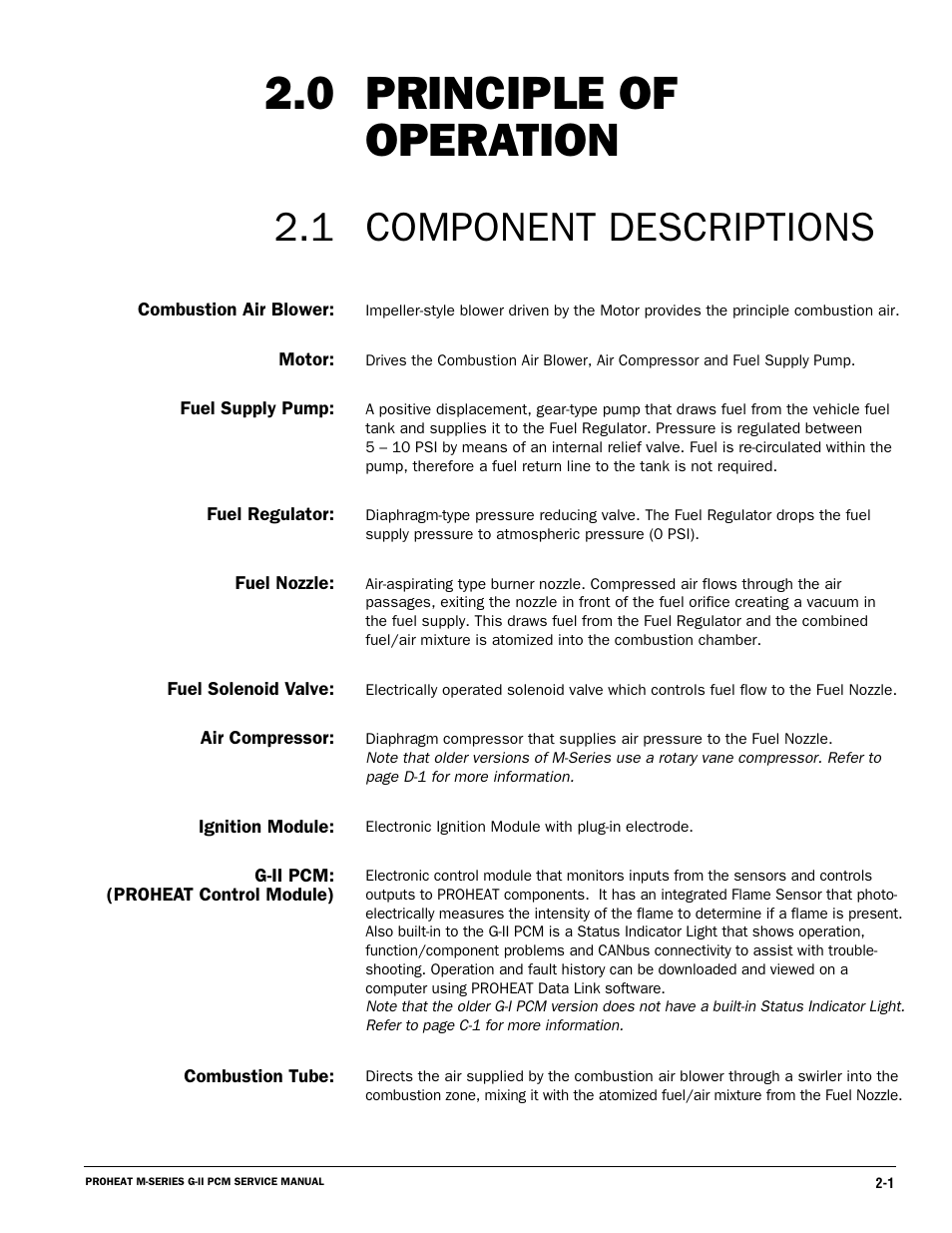 Principle of operation, Component descriptions | Proheat M125 User Manual | Page 26 / 90