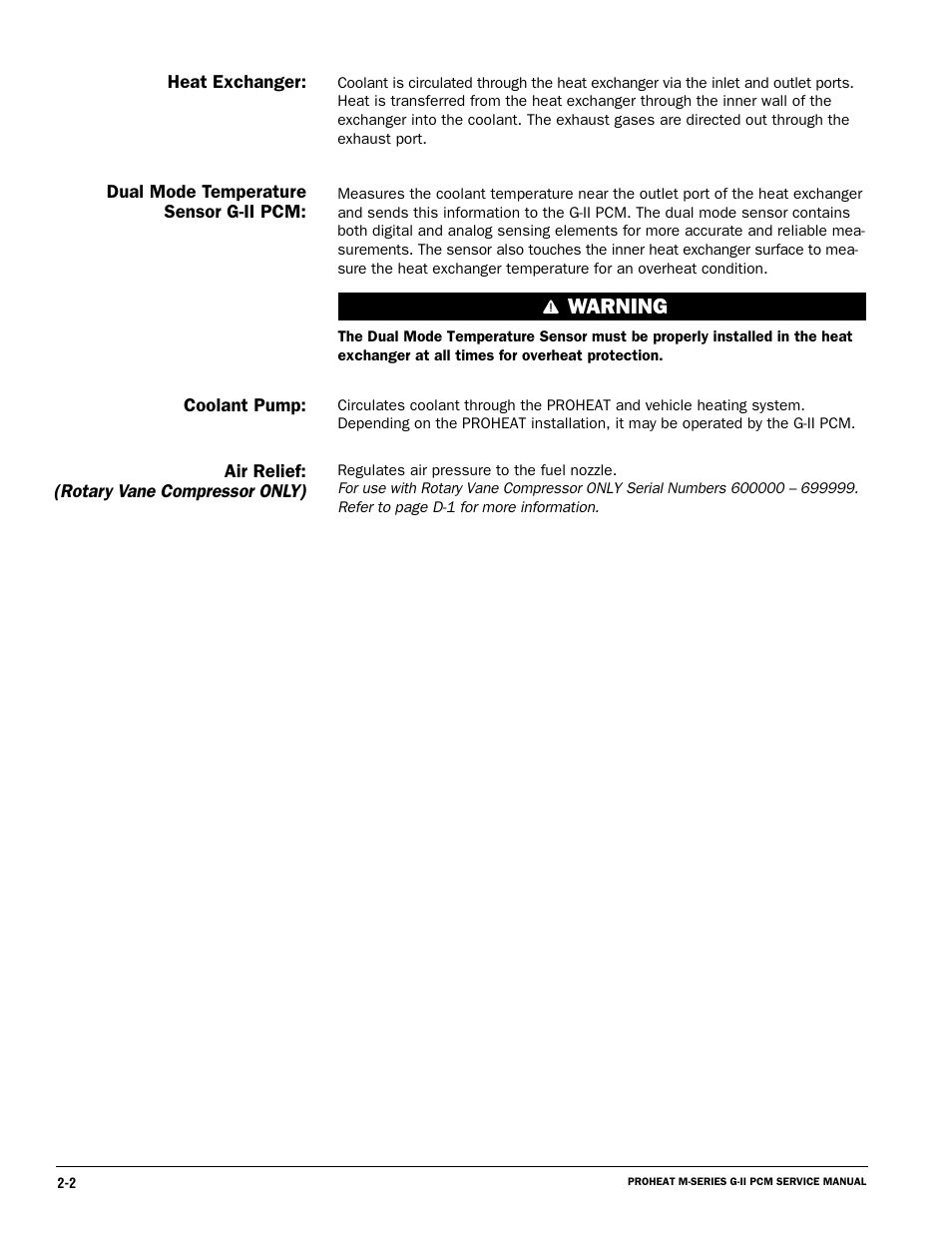 Warning | Proheat M125 User Manual | Page 27 / 90