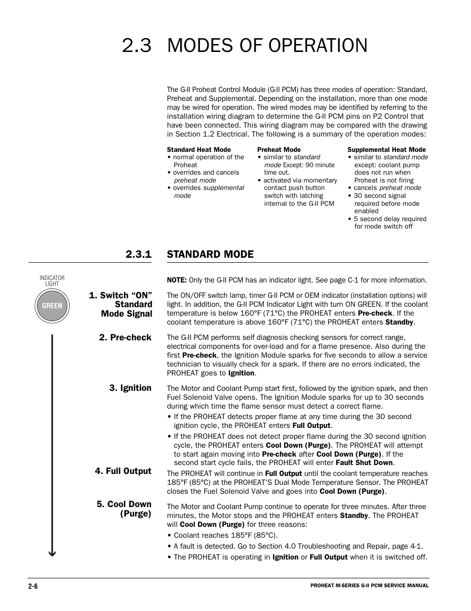 Modes of operation 2.3, Standard mode 2.3.1 | Proheat M125 User Manual | Page 31 / 90