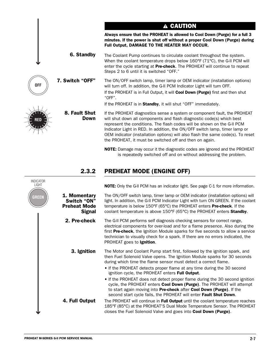 Caution, Preheat mode (engine off) 2.3.2 | Proheat M125 User Manual | Page 32 / 90