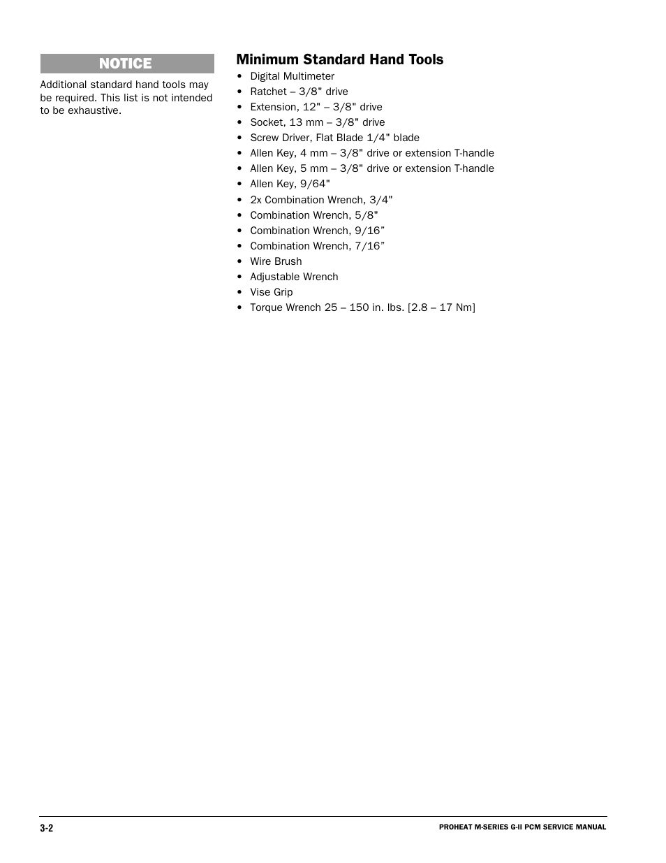 Minimum standard hand tools, Notice | Proheat M125 User Manual | Page 37 / 90