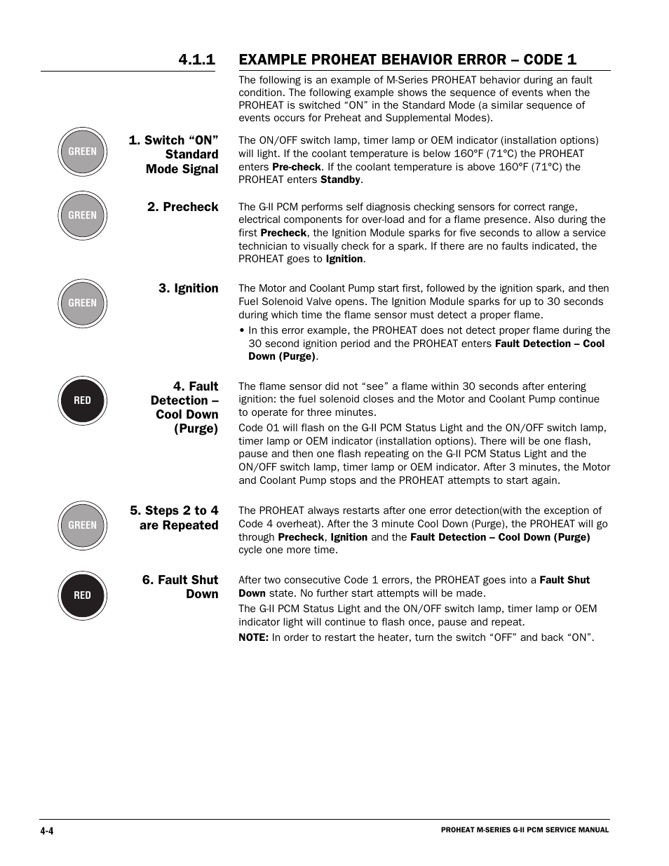 1 example proheat behavior error – code 1 | Proheat M125 User Manual | Page 41 / 90