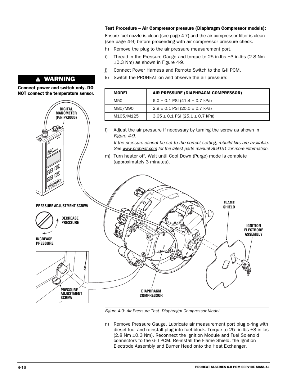 Warning | Proheat M125 User Manual | Page 47 / 90