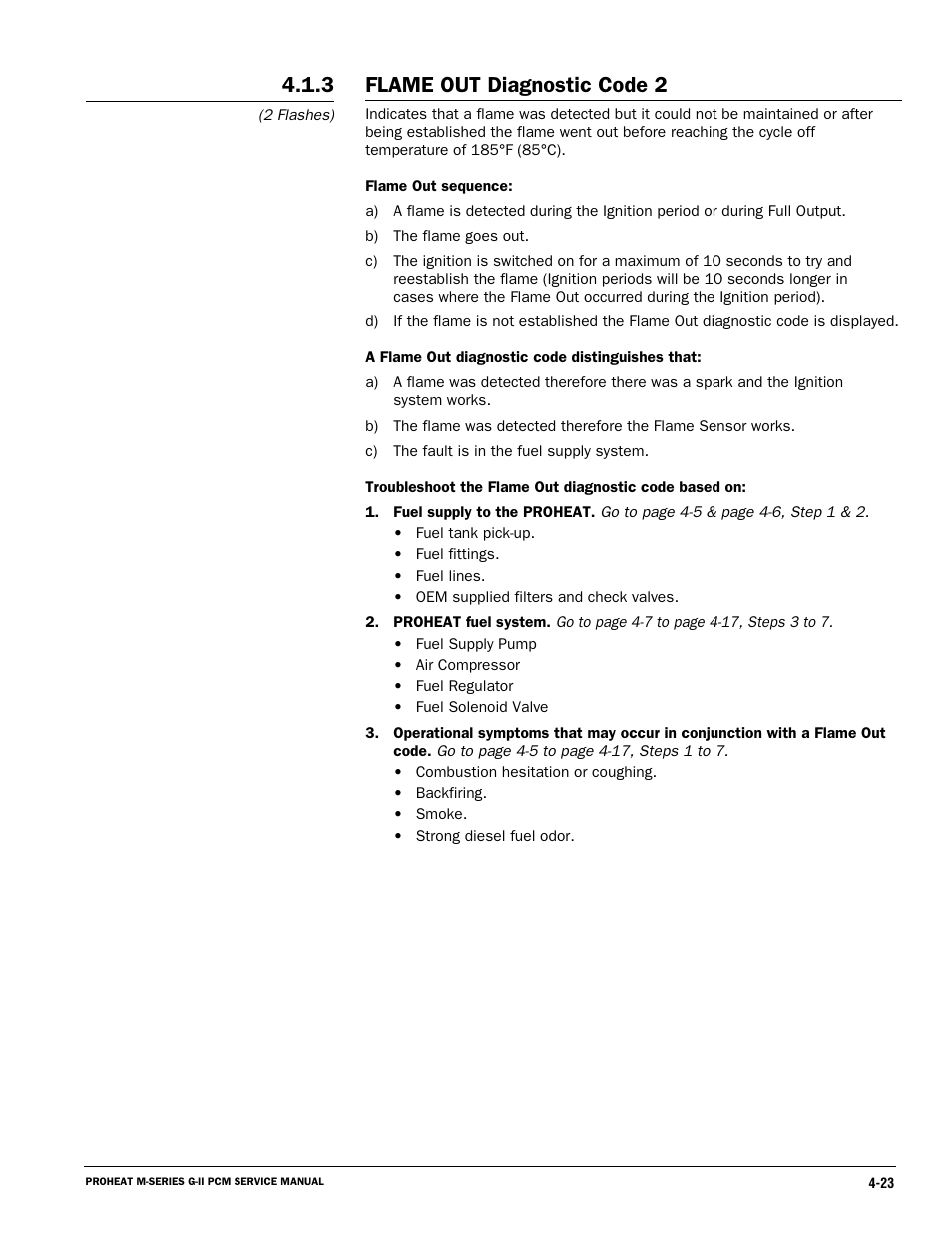 Flame out diagnostic code 2 | Proheat M125 User Manual | Page 60 / 90