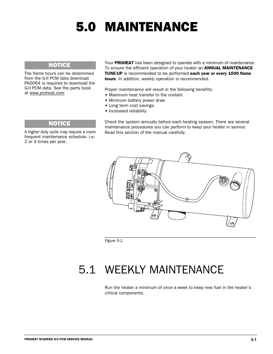 Maintenance 5.0, Weekly maintenance 5.1 | Proheat M125 User Manual | Page 78 / 90