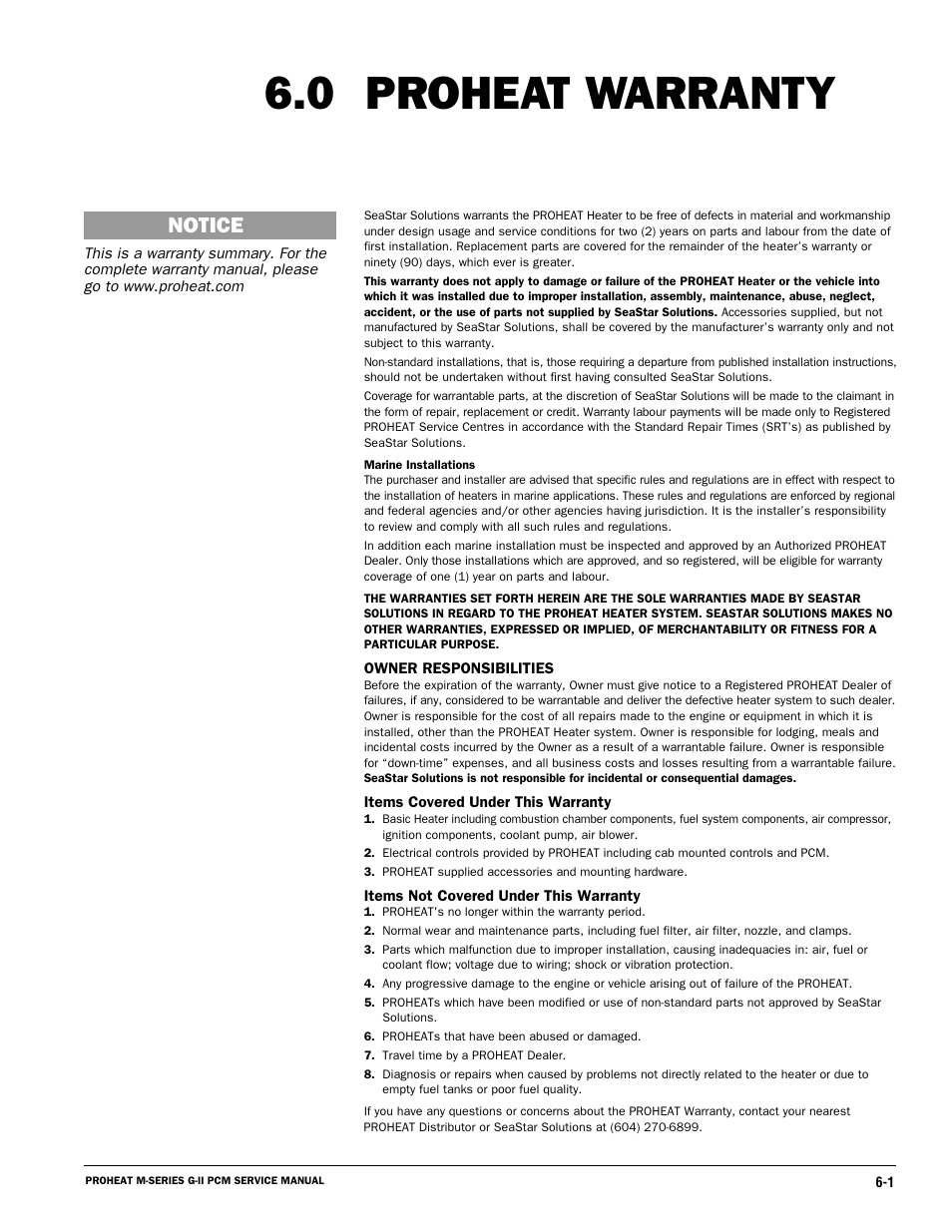 Proheat warranty 6.0, Notice | Proheat M125 User Manual | Page 88 / 90