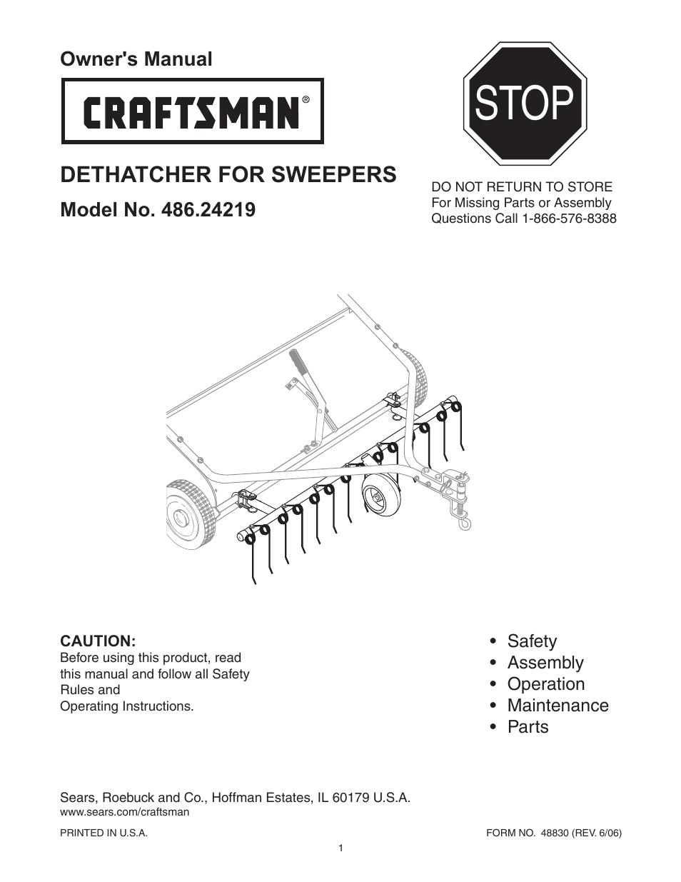 Craftsman 486.24219 User Manual | 8 pages