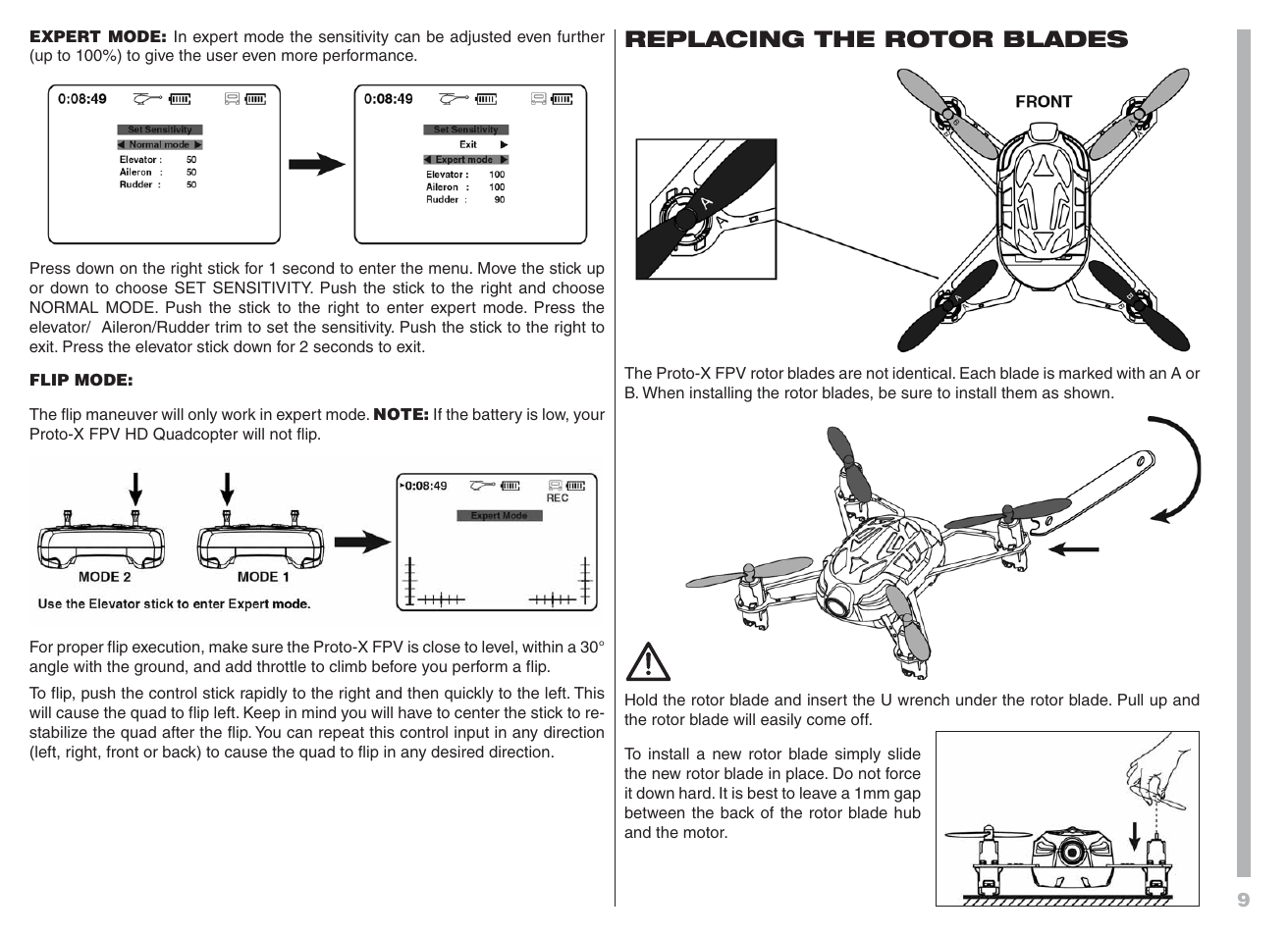 Replacing the rotor blades | Proto-X FPV User Manual | Page 9 / 12