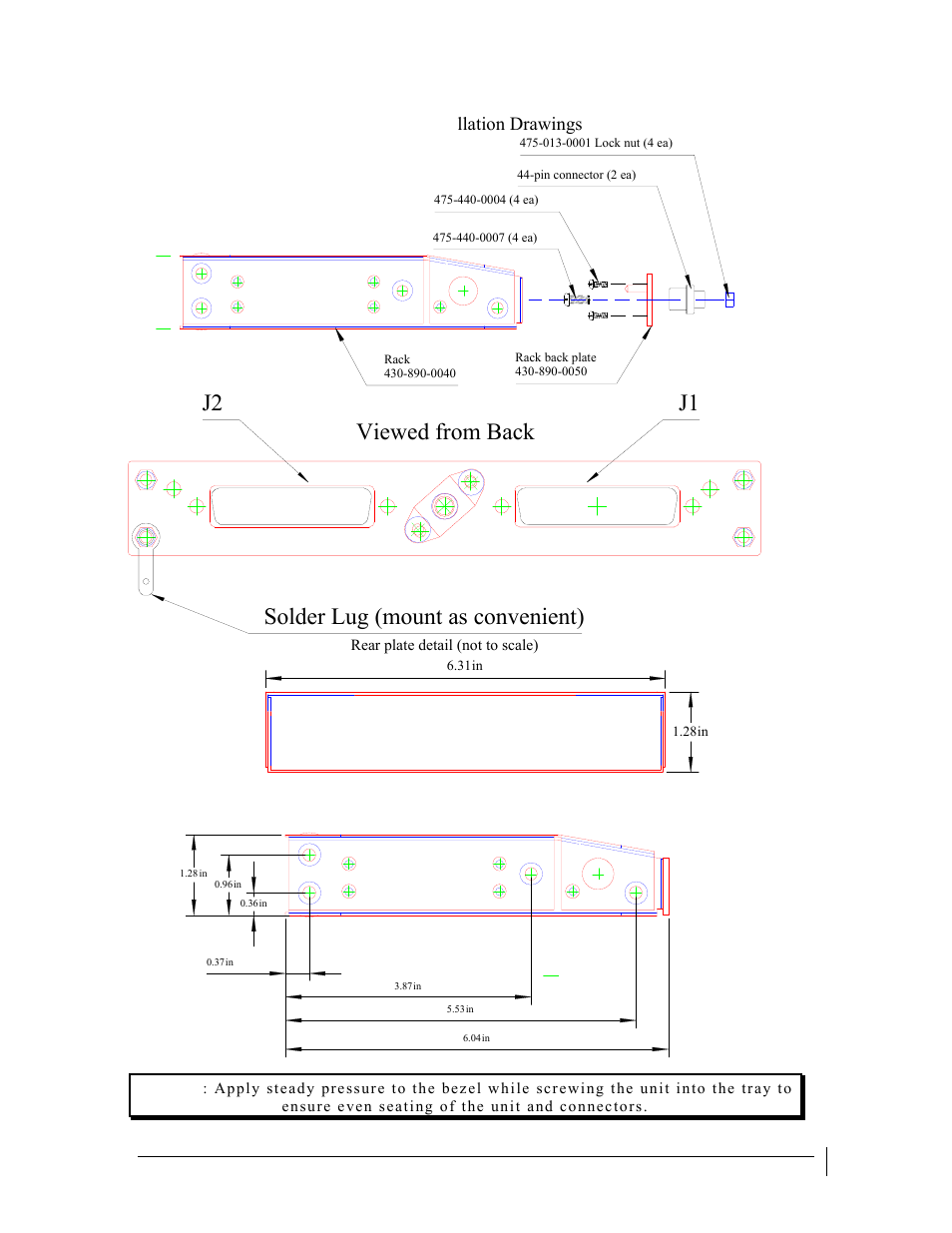 J2 j1 viewed from back, Solder lug (mount as convenient), Appendix b – pma 8000 insta llation drawings | PS Engineering PMA8000 Installation Manual User Manual | Page 28 / 32