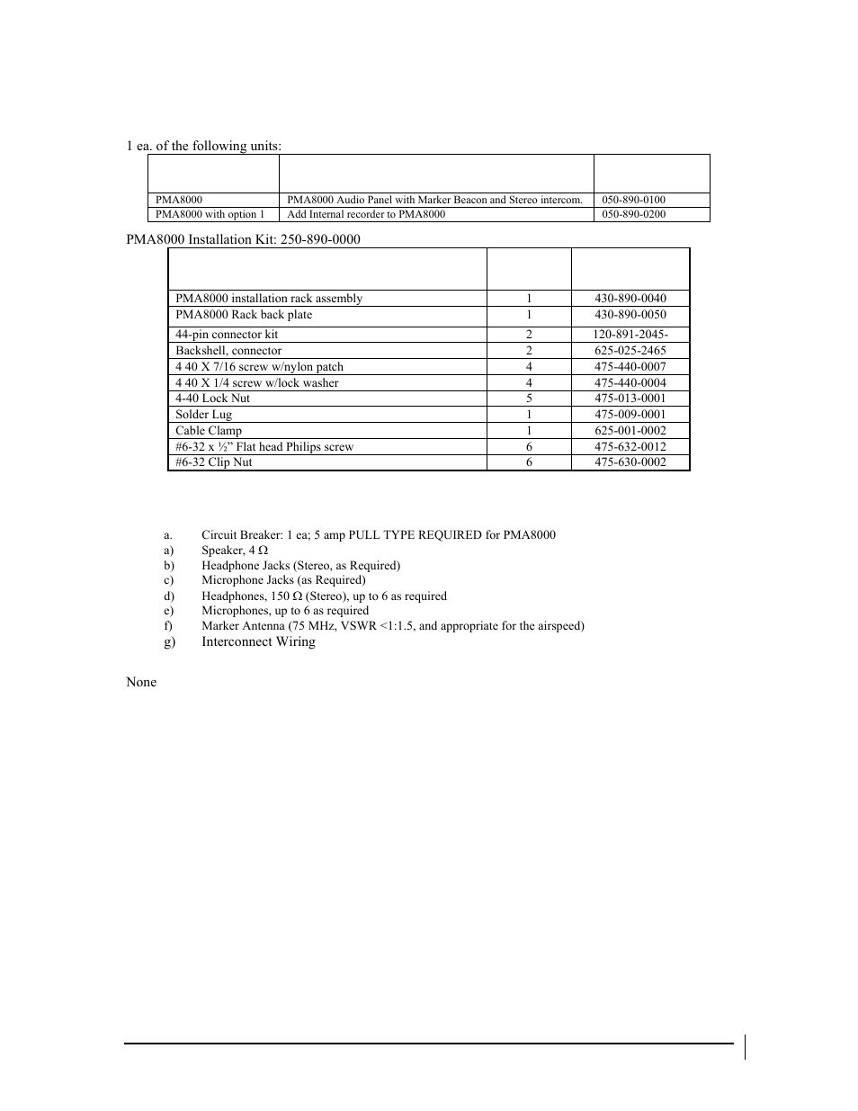 6 equipment supplied, 7 equipment required but not supplied, 8 license requirements | PS Engineering PMA8000 Installation Manual User Manual | Page 7 / 32