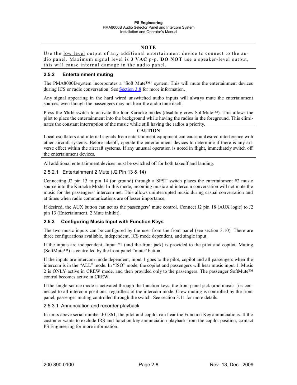 Entertainment muting, Configuring music input with function keys, Ntertainment muting | Onfiguring, Usic, Nput with, Unction | PS Engineering PMA8000B Installation Manual User Manual | Page 15 / 40