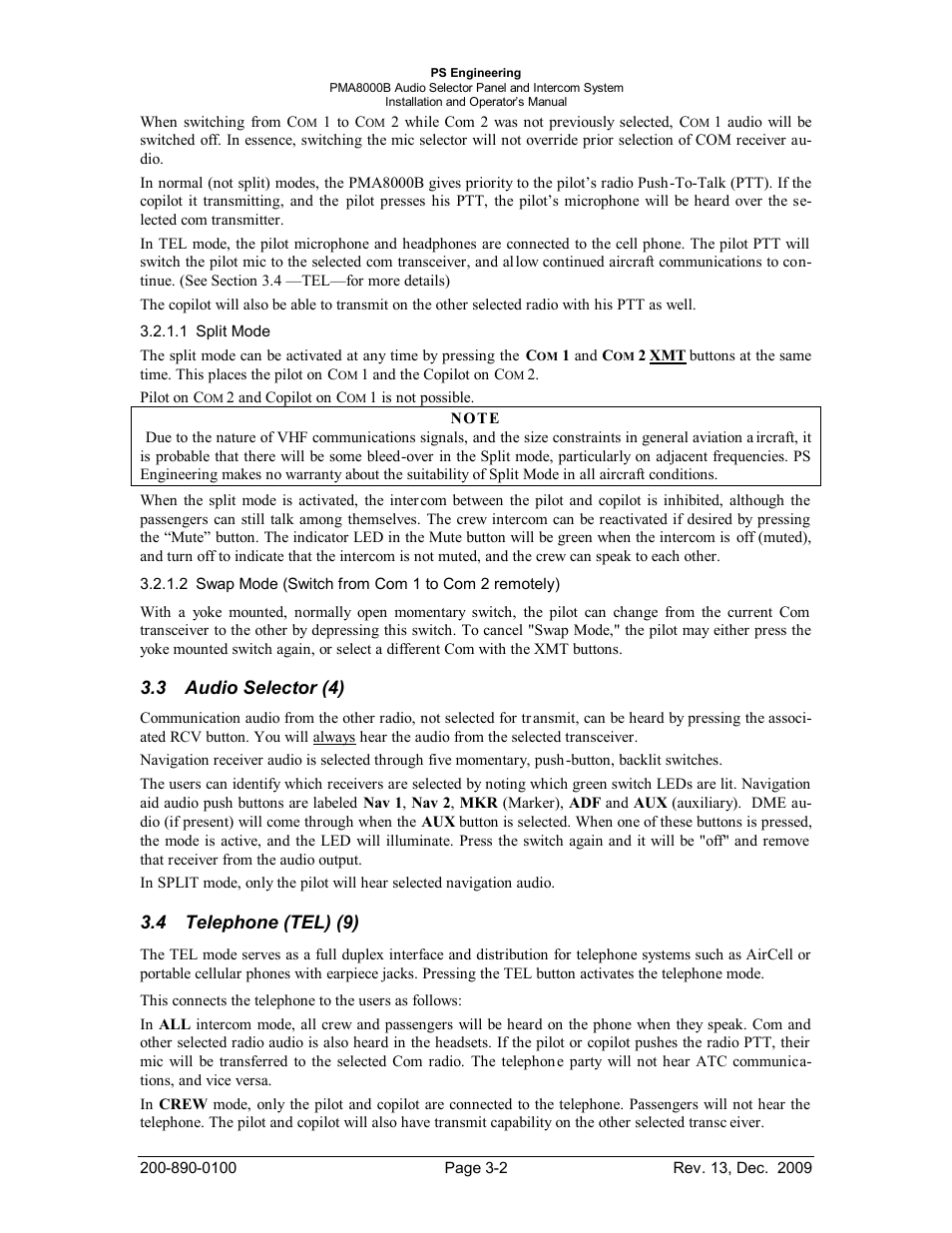 Audio selector (4), Telephone (tel) (9), Udio | Elector, Elephone, Tel), 3 audio selector (4), 4 telephone (tel) (9) | PS Engineering PMA8000B Installation Manual User Manual | Page 23 / 40