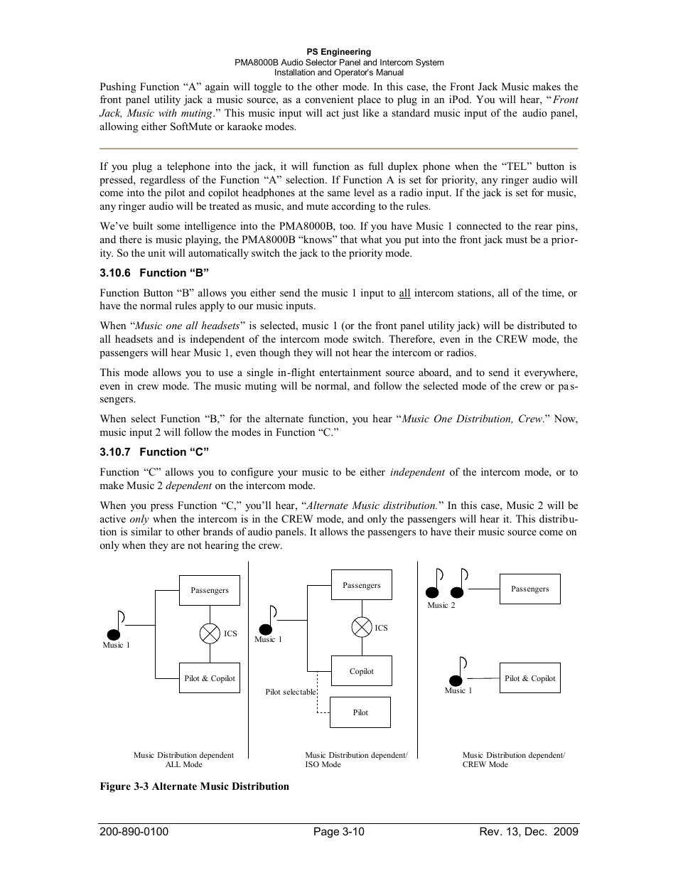 Function “b, Function “c, Unction | B” -10, C” -10 | PS Engineering PMA8000B Installation Manual User Manual | Page 31 / 40